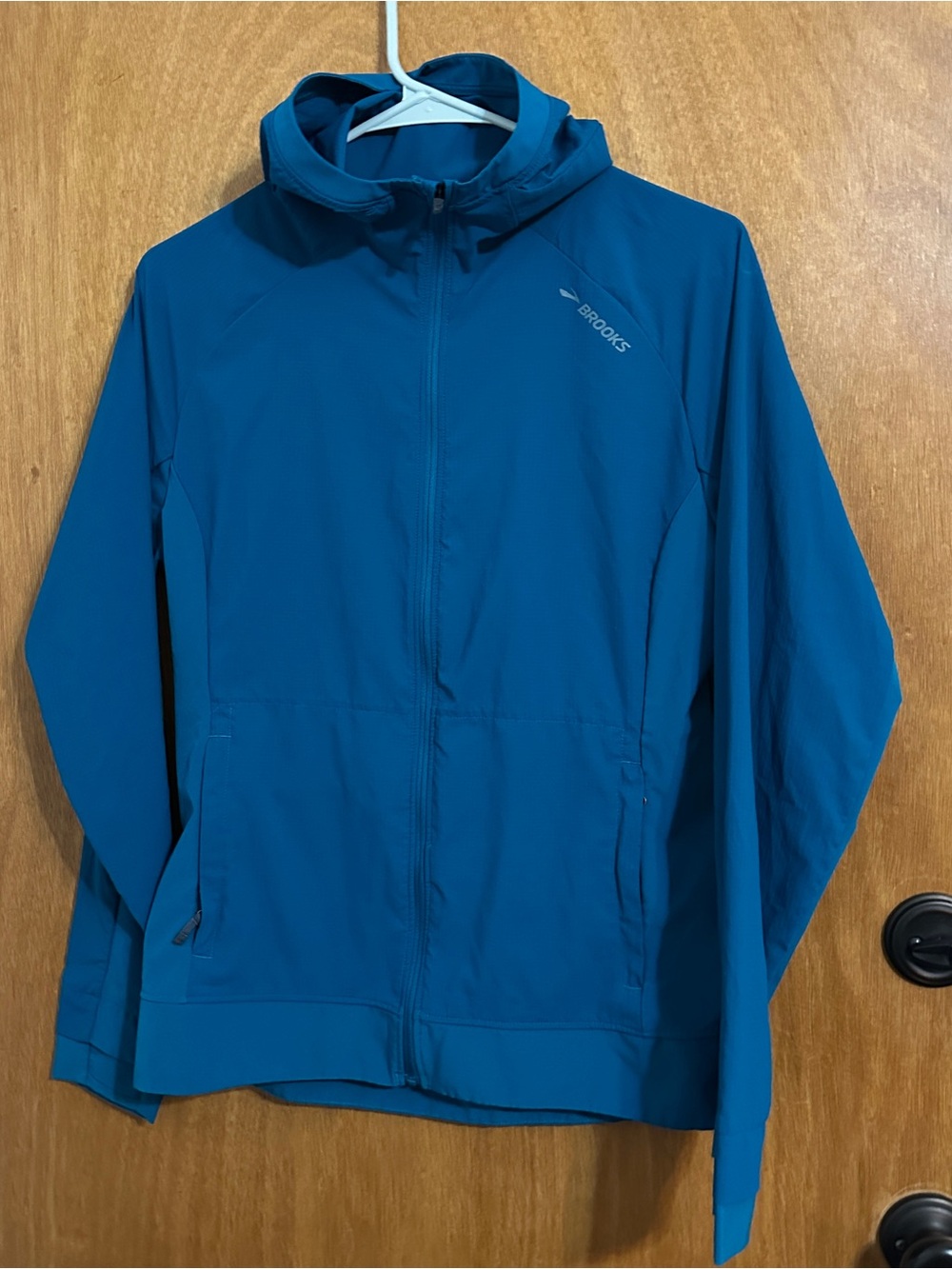 Brooks Mens Hooded Zip Windbreaker Jacket Medium